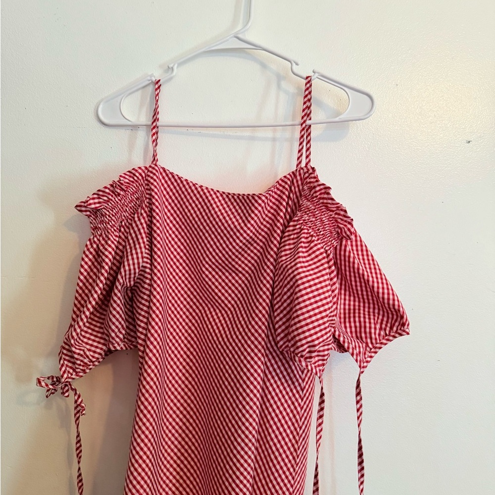 Red Striped Off-Shoulder Dress